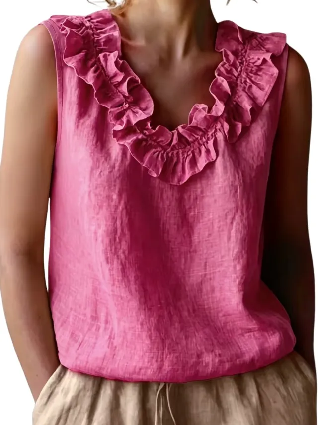 Currero Topje Dames - Top Kleding - Shirt - Blouse - Kort - Volwassen - Rode Roos
