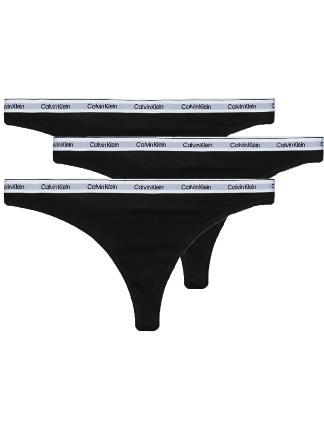 Strings Calvin Klein Jeans THONG 3PK X3 zwart