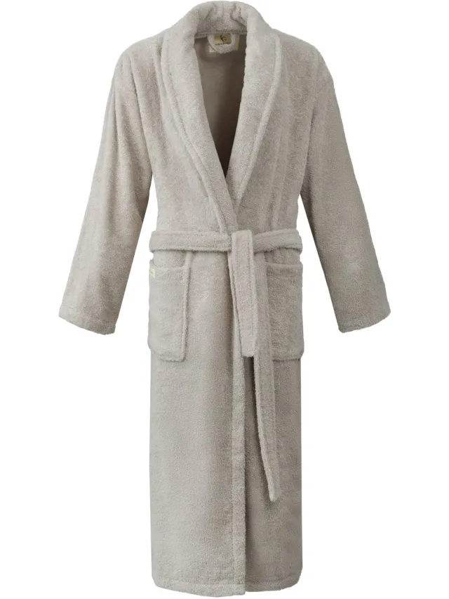 PandaHome L&G - Unisex Badjas - 100% Katoen Badjas - S - Beige - Katoen badstof - Sjaalkraag - Badjas dames - Badjas heren - Badjas dames en heren