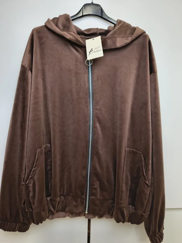 Chris Deler Mode Tweedelig velours dames set Lisan-effen donker bruin-huispak