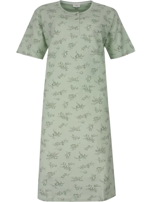 Tenderness Tenora Dames Nachthemd - Korte Mouwen - Groen
