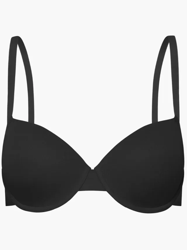 cfab Katoenen T-shirtbeha met beugel - zwart - 75B - BH Zonder Beugel Voorgevormd - Ondergoed - Naadlos