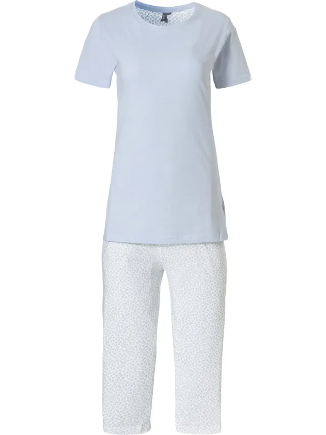 By Louise Dames Capri Korte Pyjama Set Blauw / Wit