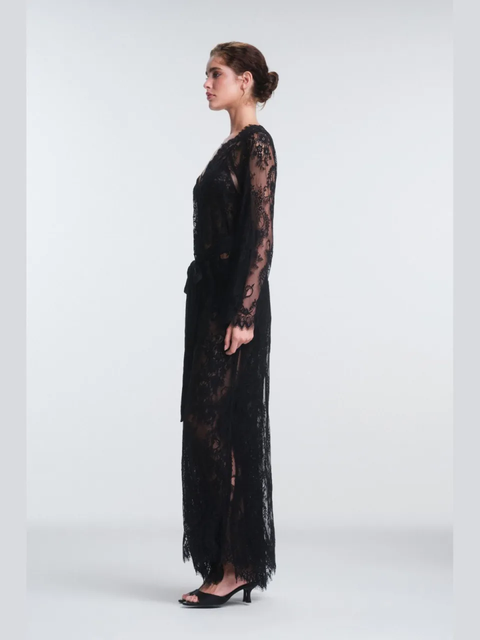 Penti Geborduurde Maxi Robe Met Striksluiting zwart, foto 2