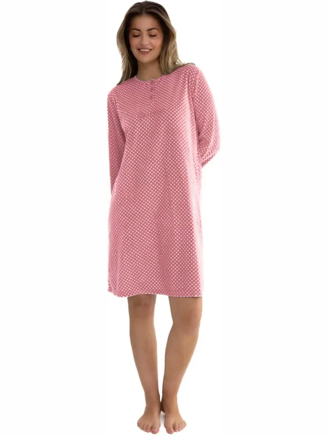 Cocodream Quality Cocodream Winter Nachthemd 'Polar Pink' - Dames Nachtmode - Lange Mouw - Roze