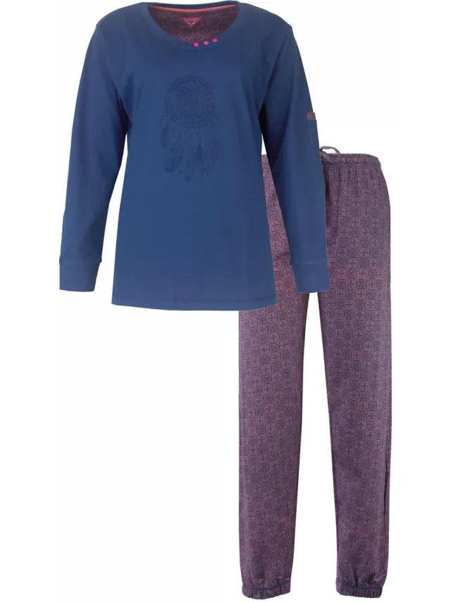 Irresistible Dames Pyjama - Ronde Hals - Katoen - Blauw