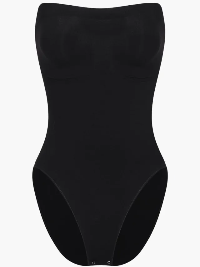 cfab Strapless corrigerende bodysuit met bijpassend slipje - Zwart, S - Corrigerende Body - Naadlos - corrigerend ondergoed dames