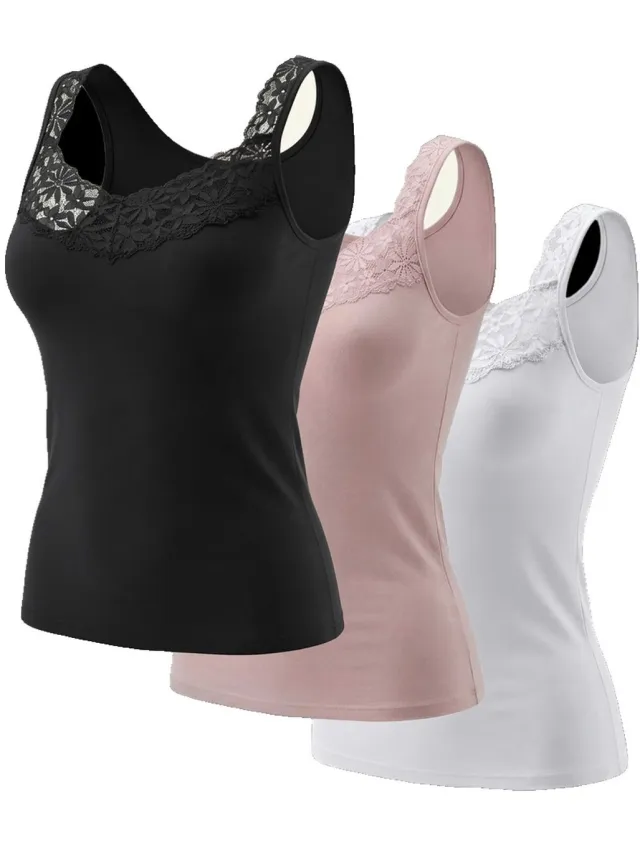 Currero Top Met Kant Dames - Topje - Kleding - Shirt - Blouse - Kort - Volwassen - Black + White + Pink...