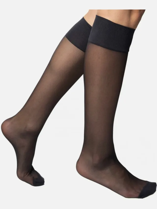Dim 2 paar 20 den panty kniekousjes Dim Ultra Resist schoenmaat 35/41 zwart