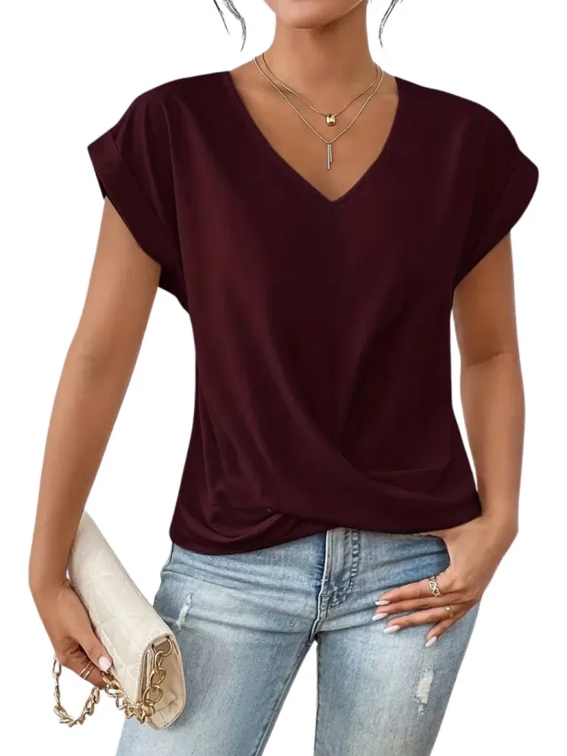Currero Topje Dames - Top Kleding - Shirt - Blouse - Kort - Volwassen - Bordeauxrood