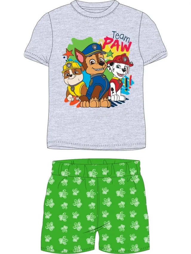 PAW Patrol team Paw shortama/pyjama grijs/groen katoen