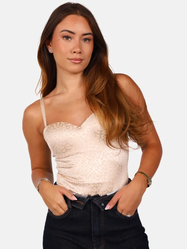 Getdrezzed Shapewear deals - Maat: M - Body met voorgevormde cups met print beige