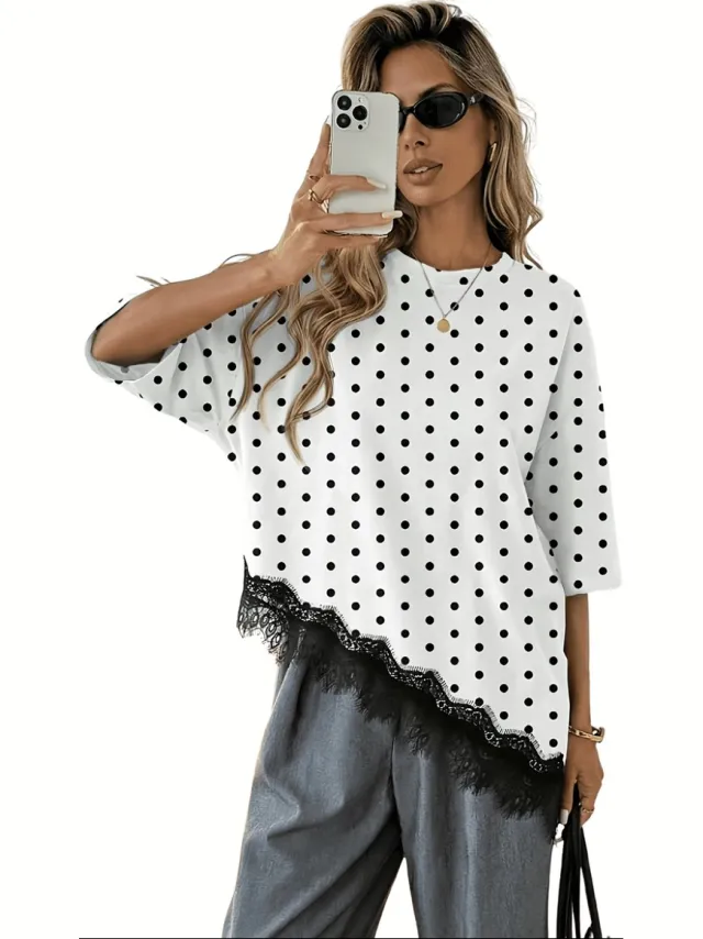 Currero Topje Dames Polkadots - Mouwloze Top - Singlet - Kleding - Shirt - Blouse - Kort - Volwassen - Wit
