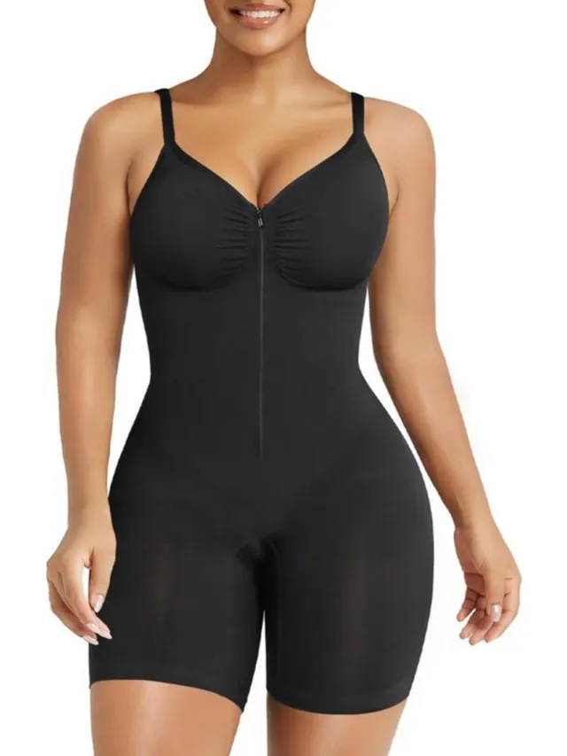 KZQ Naadloze corrigerende bodysuit voor dames – voor een plattere buik en een slankere taille - XL - zwart