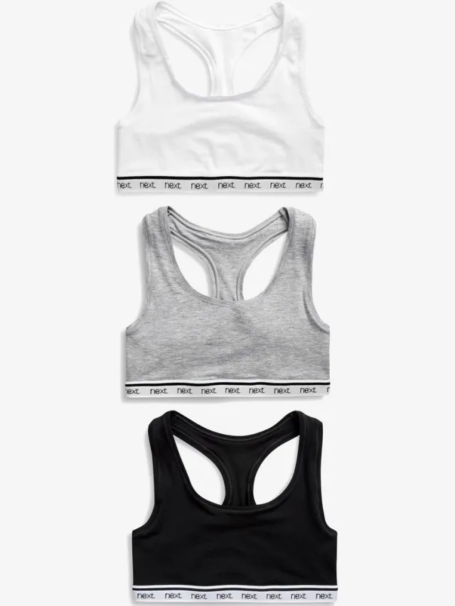 Next Dames - Set van 3 korte Ultimate Comfort tops met veel katoen - Zwart Black/Grey Marl/White