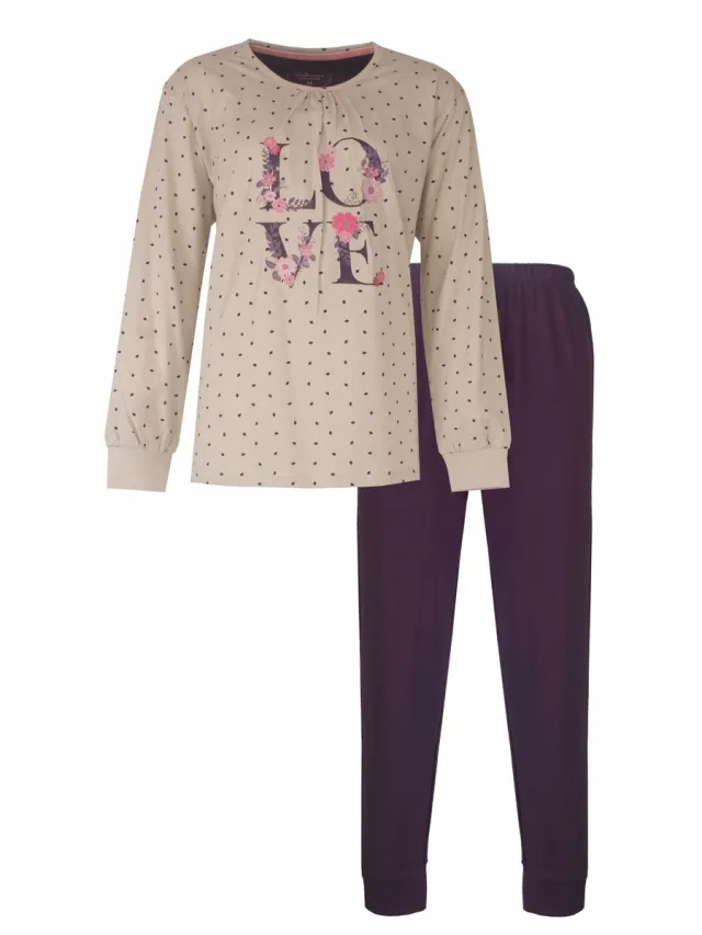 Tenderness Dames Pyjama - Lange Mouwen - Beige
