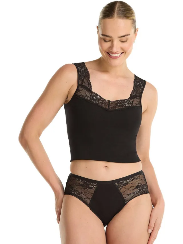 Ten Cate Basic midislip met kant zwart