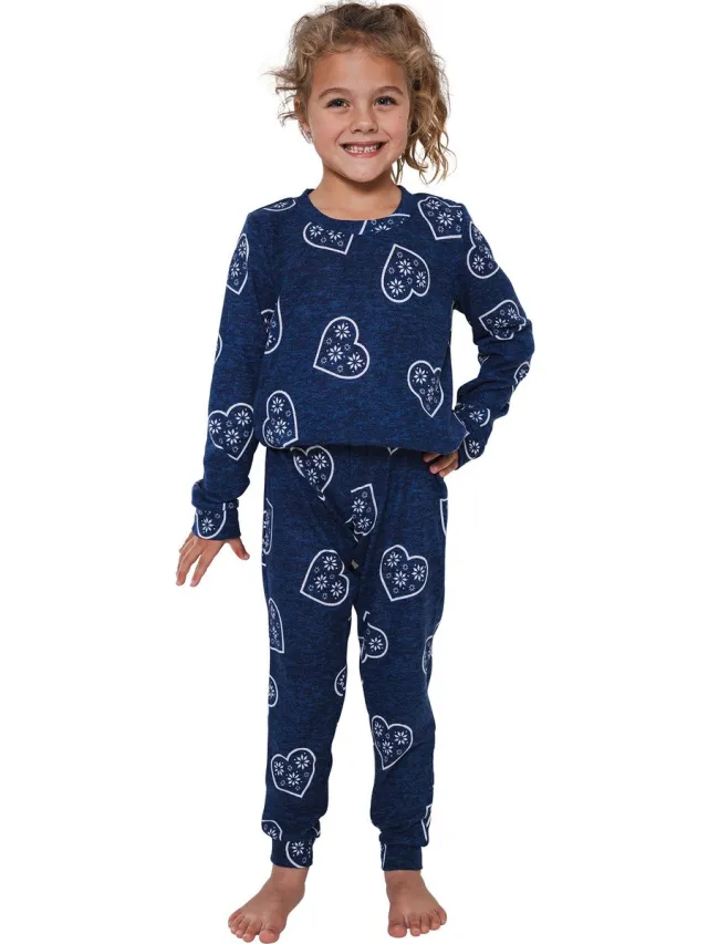 Rebelle Pyjama - Aspen Ski - Soft Touch Fleece - Hartjes - Blauw