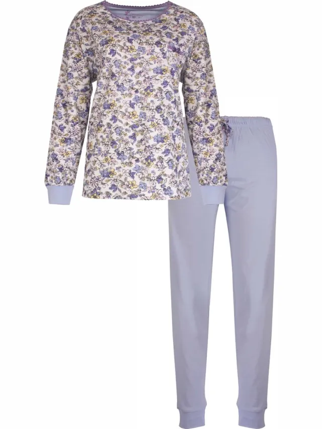 Tenderness Dames Pyjama Set - Bloemetjes print - Licht Blauw