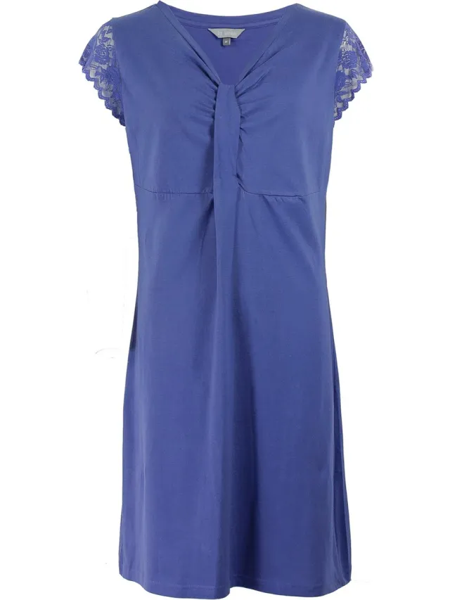 Irresistible Dames Nachthemd - 100% Katoen - Kobalt Blauw Licht Blauw