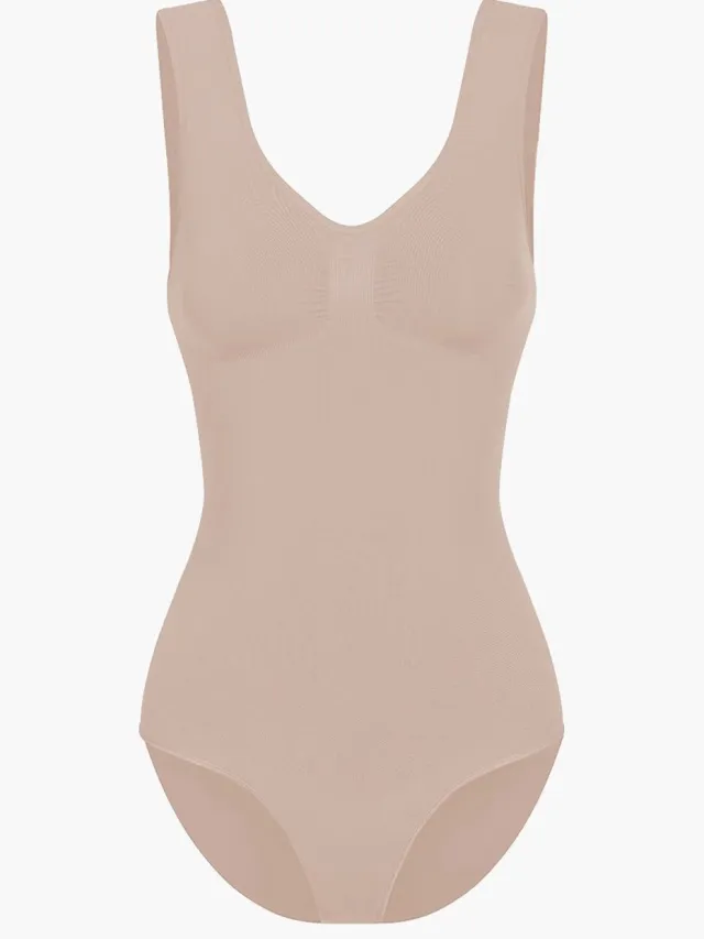 cfab Tanktop bodysuit met corrigerende werking en slipje - Beige - Corrigerende Body - Naadlos - corrigerend ondergoed dames