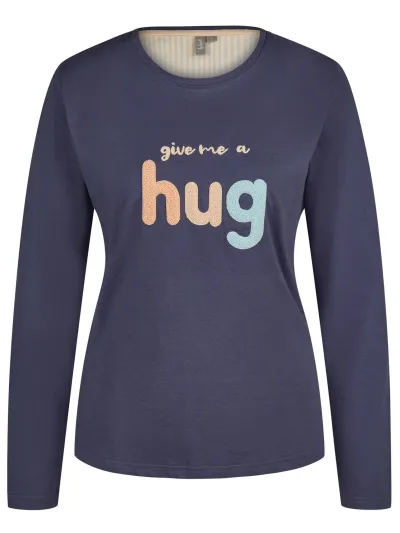 By Louise Dames pyjama set jersey katoen hug blauw, foto 2