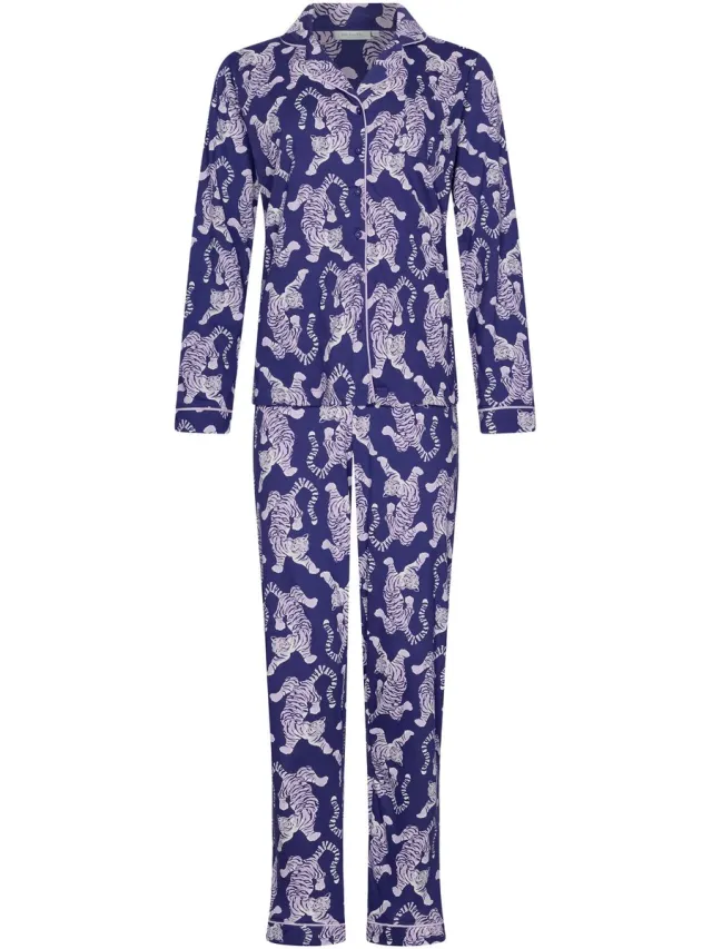 Rebelle Tiger Star - Pyjama - Bio Katoen - Doorknoop - Paars