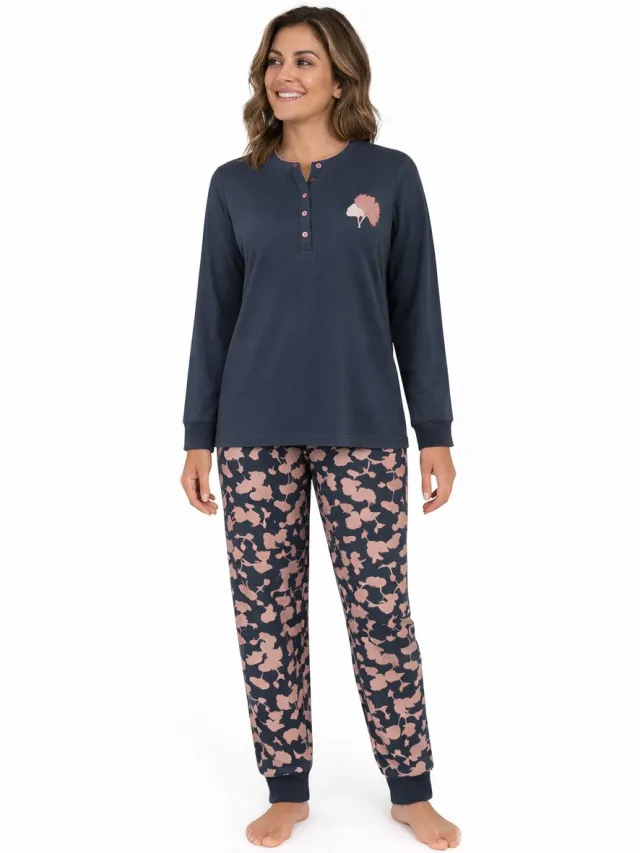 Lunatex Dames Pyjama - Winter - Interlock - uni top