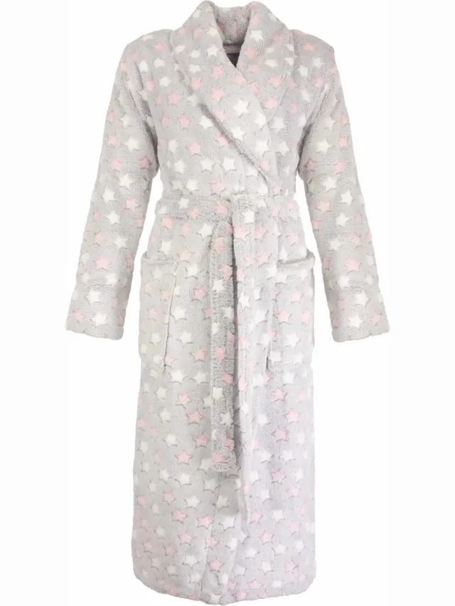 Irresistible Dames Badjas - Fleece - Sjaalkraag - Grijs