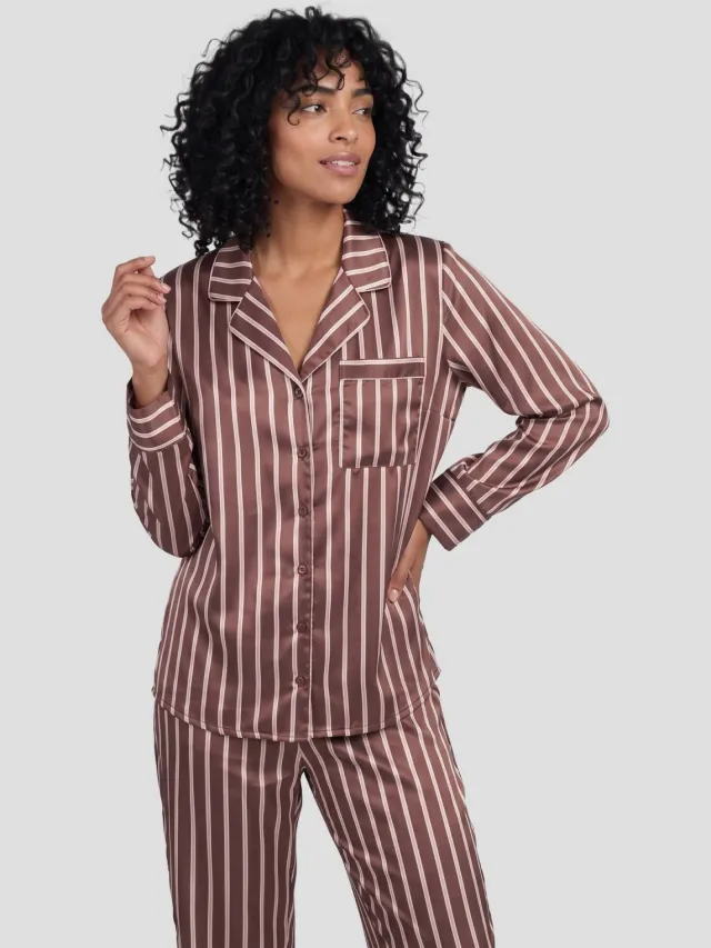 Dreamcovers satijnlook pyjamaset bruin, foto 2