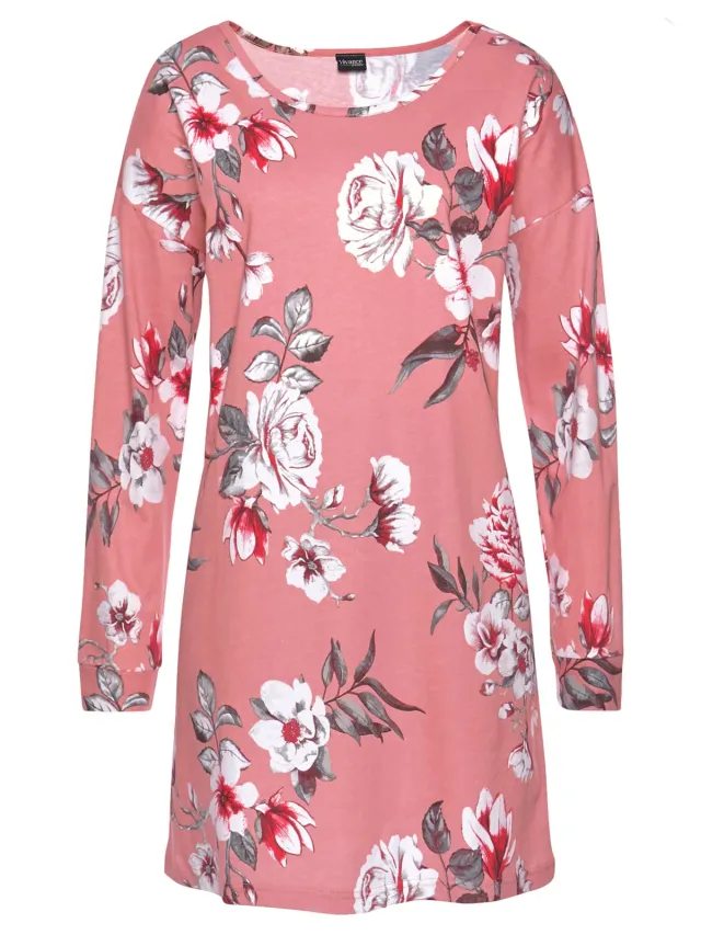 nachthemd met bloemenprint koraal, foto 2