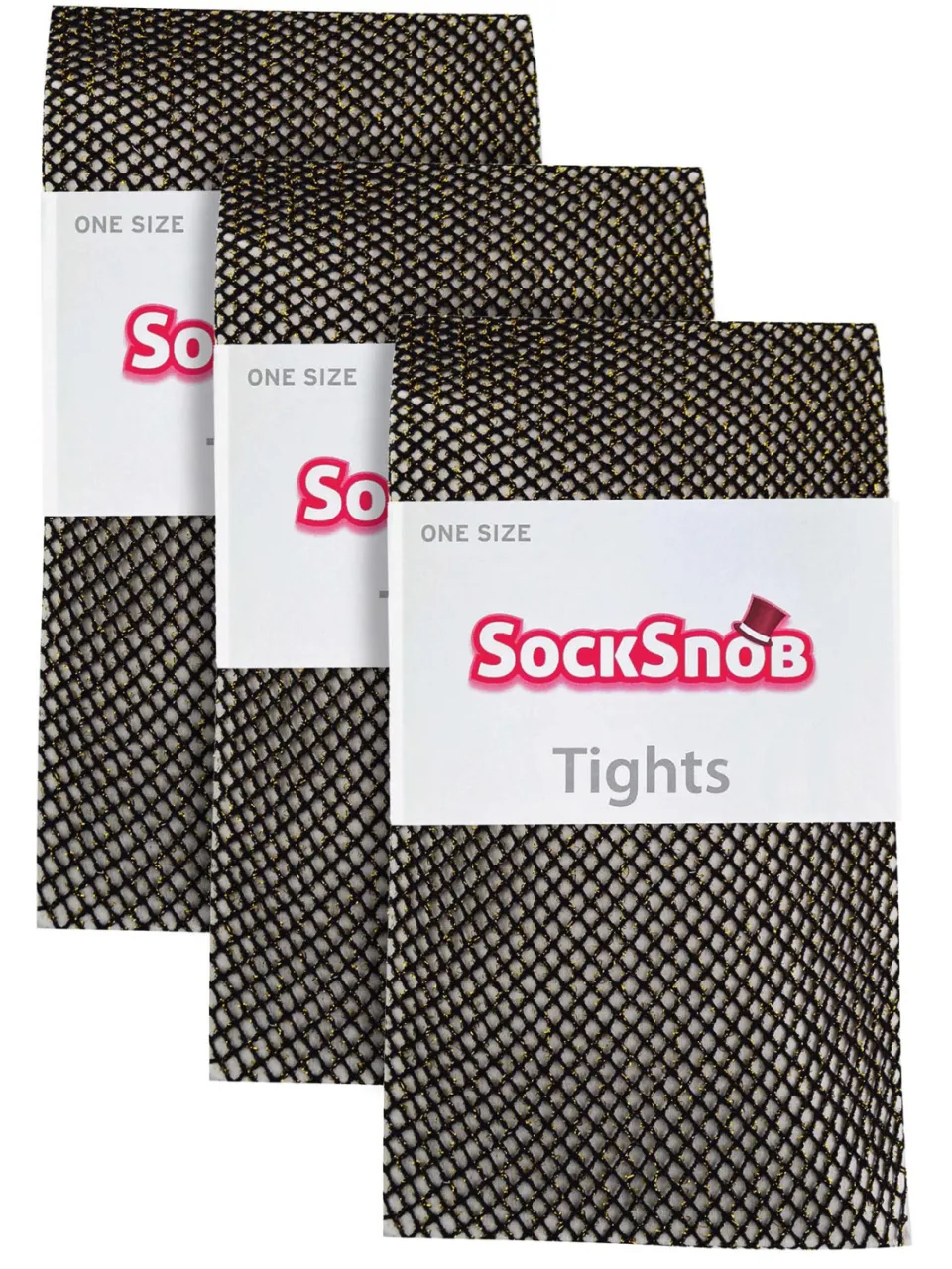 Sock Snob Dames Fishnet Panty's 3 Paar | Stijlvolle Kousen voor Dansfeesten - Zwart Goud, foto 2