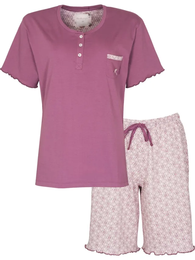 Tenderness Dames Shortama - Pyjama Set - Donker Roze