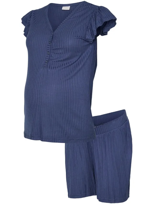 Mamalicious Mama Licious Nacht setje MLTRINITY Nacht setje Blue Indigo 1
