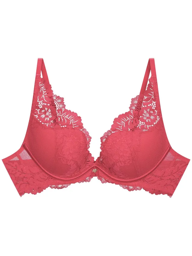 ESOTIQ Sweetheart - Push-upbeha - Felroze - Kanten cups - Katoenen voering Roze;Goud