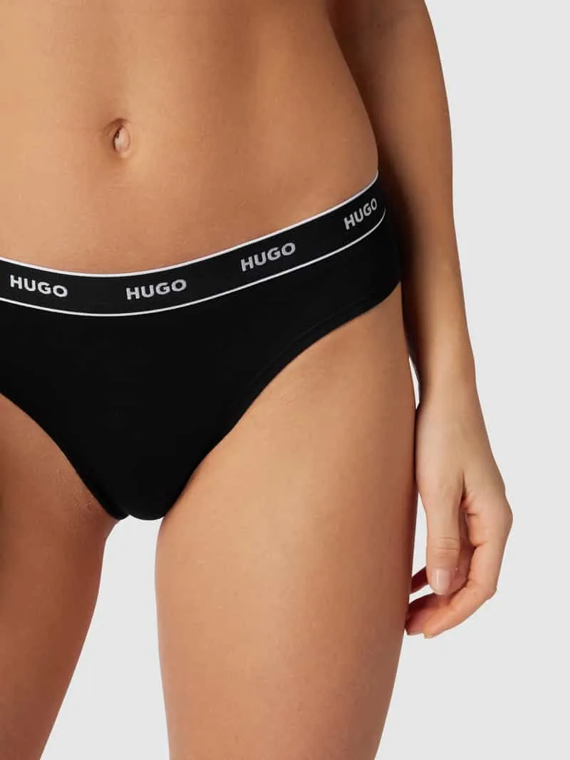 Hugo Slip met labelprint in een set van 3 stuks zwart, foto 4
