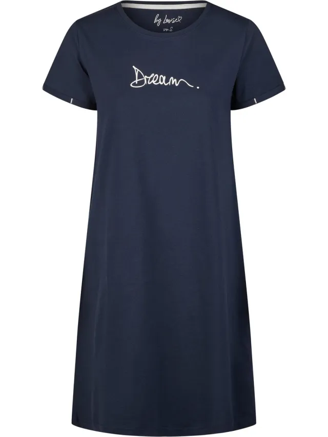 By Louise Essential Dames Nachthemd Korte Mouw Dream Blauw Navy