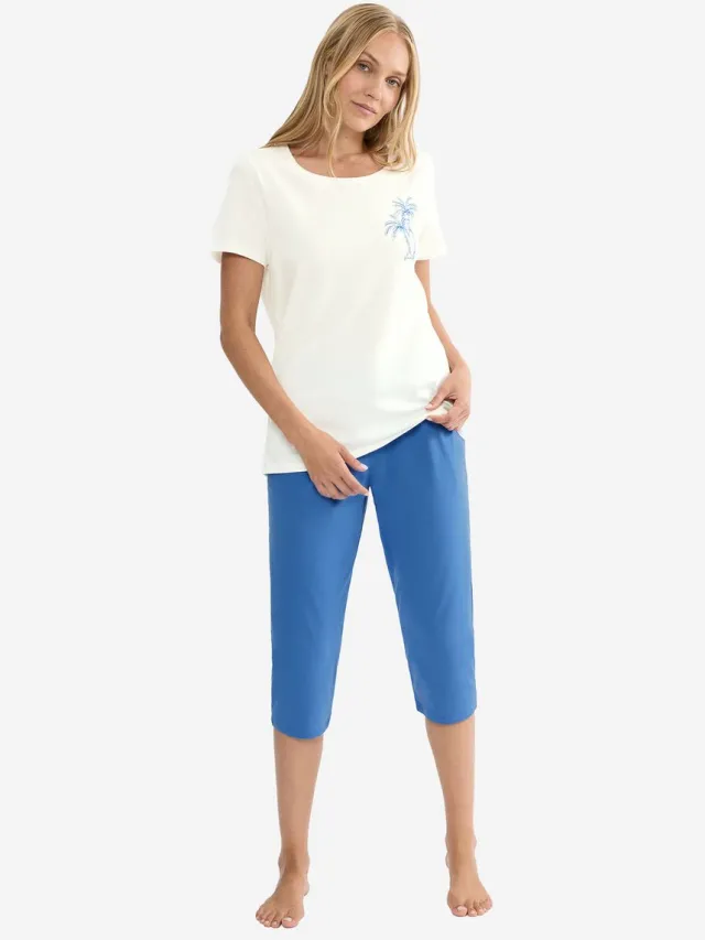 Triumph Pyjama Red Label Sets PK Capri WHITE/BLUE