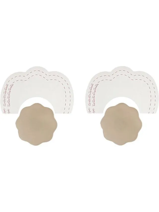 Bye Bra zelfklevende borstlift tape, onzichtbaar, push-up, A-C, beige siliconen tepelcovers (A-C)