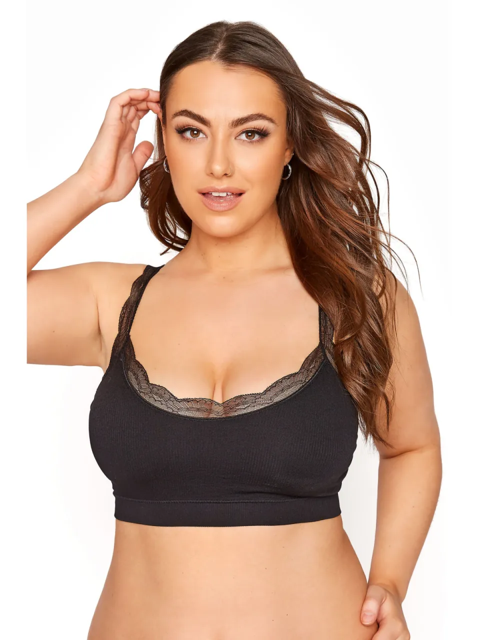 Yours Bralette Met Kanten Rand In Zwartsize 42-44 Black