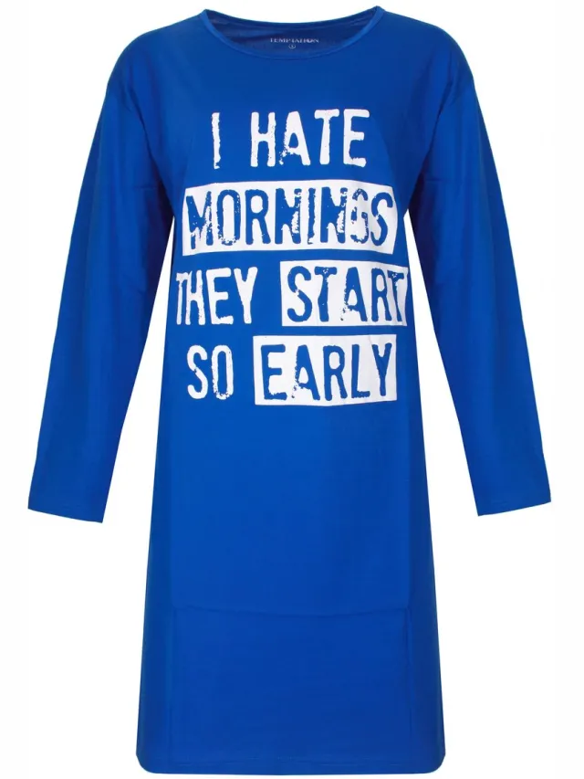 Temptation Dames Big Shirt - Tekstprint op de borst - Blauw