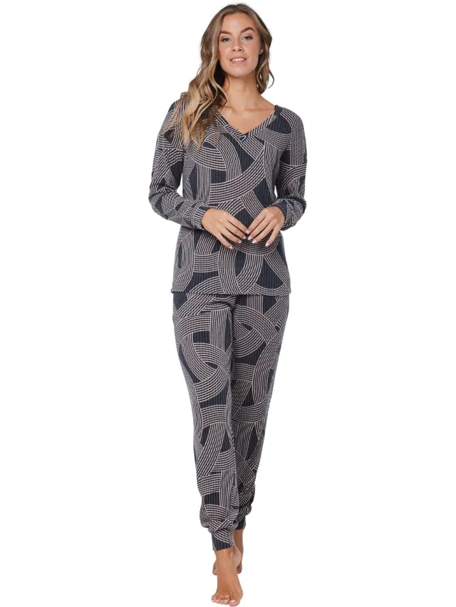 Pastunette Premium - Pyjama - Balance - Viscose/Polyester - Grijs/Beige