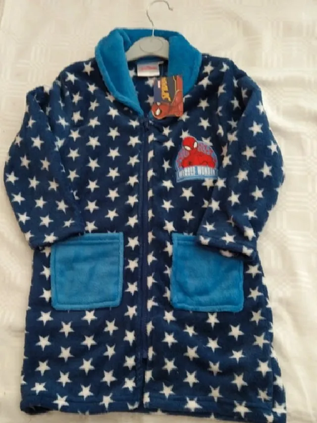 Marvel Spiderman badjas - fleece - kamerjas - ochtendjas - duster - 8 jaar Blauw