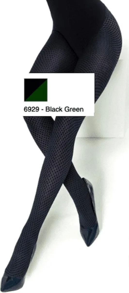 MARC MARCS MarcMarcs Fashion Panty QUADRETTI maat S/M Zwart/Groen