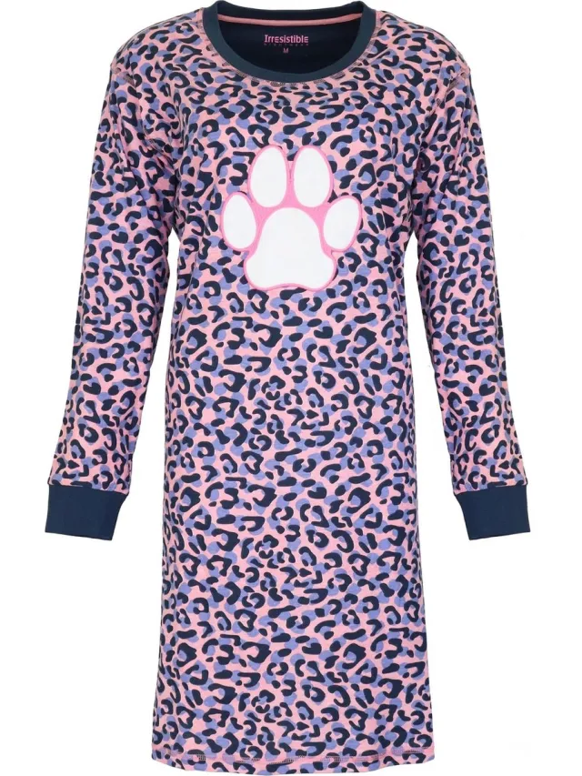 Irresistible Dames Nachthemd - 100% Katoen - Blauwe afwerking