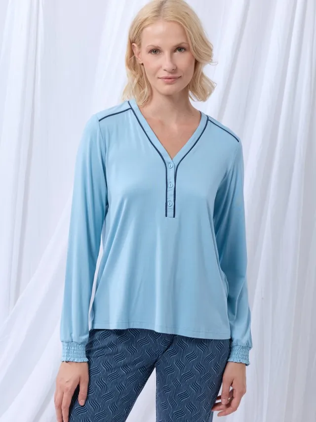 Woody 252-50-XPD-Z/860-pyjama-M lichtblauw