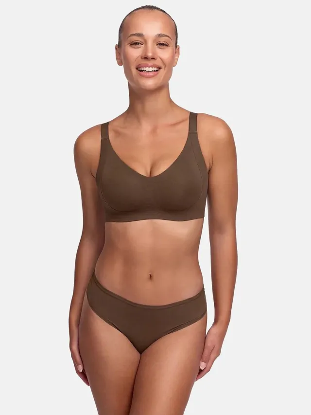 cfab Naadloze compacte push-up bh - Bruin - XL - BH Zonder Beugel Voorgevormd - Ondergoed - Naadlos