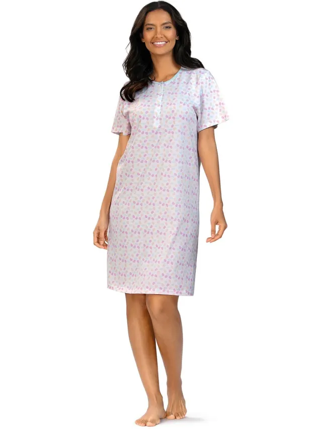 Comtessa Nachthemd 'Feeling of Colours' - Dames Nachtmode - Korte Mouw - Katoen Blauw