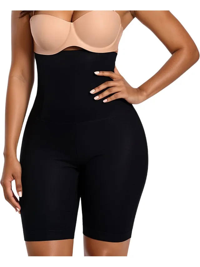 Shapetape Corrigerende High Waist Short - Corrigerend Broekje - Zwart - Corrigerende Boxershort Dames - Ultrazacht - Corrigerend Ondergoed - Dames Boxer - Naadloos Ondergoed Dames - Corrigerende Broek - Shapewear Dames - Dames Short Short - Zwart