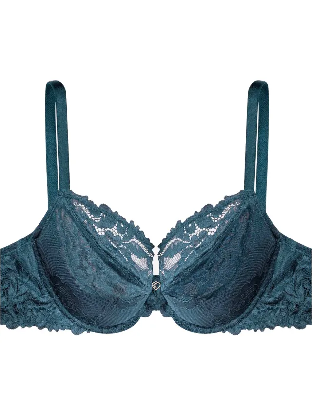 ESOTIQ Lynn - Halfverstevigde Beha - 70J - Diep Turquoise - Bloemenkant